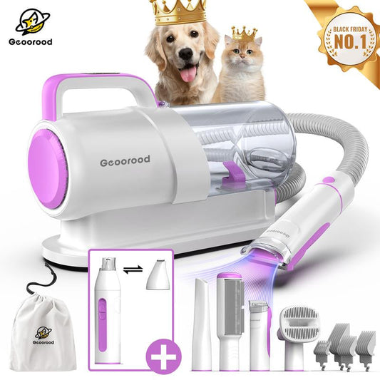 Geoorood Dog Grooming Vacuum All-In-One Kit with 10Kpa Suction, 2.2L Dust Tank, Adjustable Combs, Lightweight Design, Perfect for Gifts & Home Use