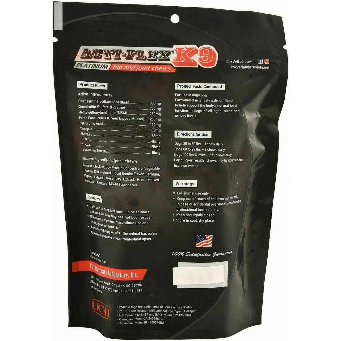 Cox Veterinary Acti-Flex K-9 Platinum Hip & Joint Chews 12 oz. Dog Joint Supplement